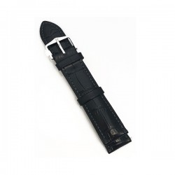 18mm Black Duke Alligator Embosed Leather Watch Band  